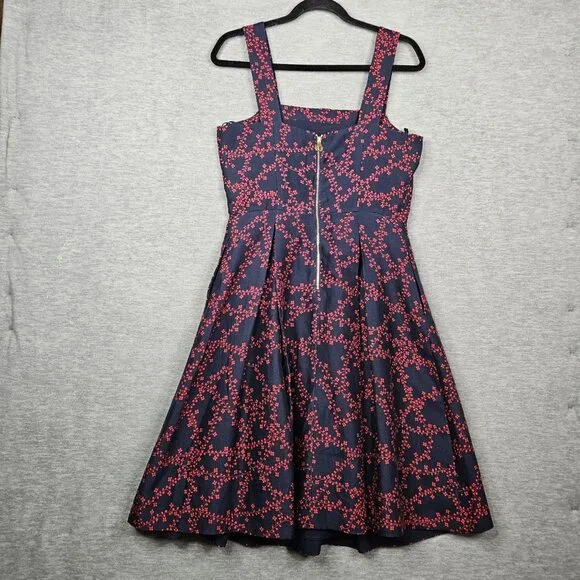 Draper James Clover Vines Nassau Navy Multi color printed Dress Size 8 - Picture 2 of 14